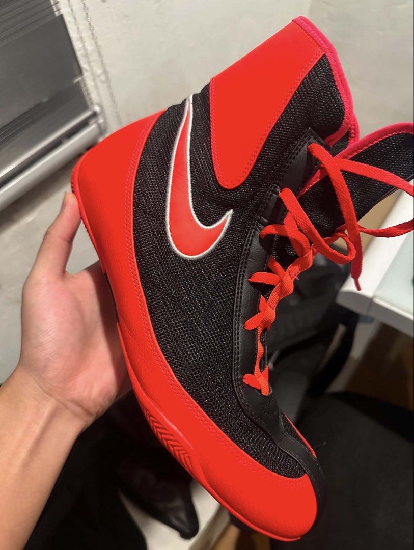 Nike Machomai 2 Boxing Shoes (Category: Sneakers) located in Caloocan City. Submitted by radthrifts (Listing ID 1467928958, Image 1). Description: - Nike Machomai 2 Boxing Shoes 9.5 Mens - Black with Bright Crimson Red and contrasting white Swoosh outline - Still in good condition, worn 3 times in an indoor boxing gym - Bought this one from K1 Extreme Fightshop - Still Negotiable 6,499 - rfs: need to size up, didn’t go for true to size .