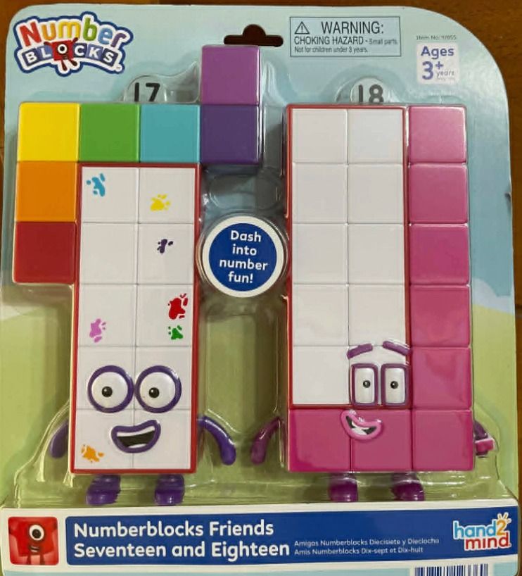 Numberblocks Friends Seventeen and Eighteen hand2mind (Category: Designer & Blind Box Toys) located in Santa Rosa. Submitted by aos-ph (Listing ID 1468024213, Image 1). Description: - Brand: hand2mind - Items: Numberblocks Seventeen and Eighteen figures - Condition: Brand new, unopened, and totally intact packaging - Features: Colorful interlocking blocks with character faces and limbs - Benefits: Great for fans of the hit show and helps with ear