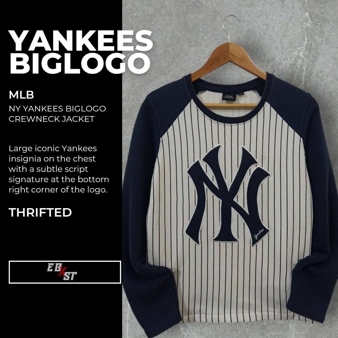 NY MLB YANKEES BIGLOGO CREWNECK JACKET (Category: Coats, Jackets and Outerwear) located in Baguio. Submitted by ebxst_thrift (Listing ID 1468037566, Image 1). Description: NY MLB YANKEES BIGLOGO CREWNECK JACKET •Size: Medium •Brand: MLB •Color: CREAM WHITE •UNISEX •Good condition Please manage your expectations: All items are thrifted/preloved. Minor signs of previous use may be present, however these do not affect wearability unless otherwise st