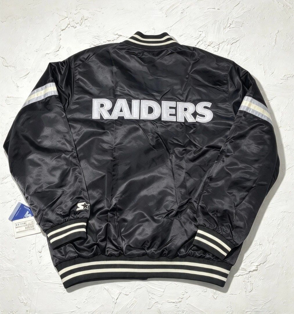 Oakland Raiders Starter Satin Jacket Size L (Category: Coats, Jackets and Outerwear) located in Manila. Submitted by iceman_17 (Listing ID 1468037013, Image 3). Description: Brandnew with Hangtag Start Satin Jacket Oakland Raider Size Large.