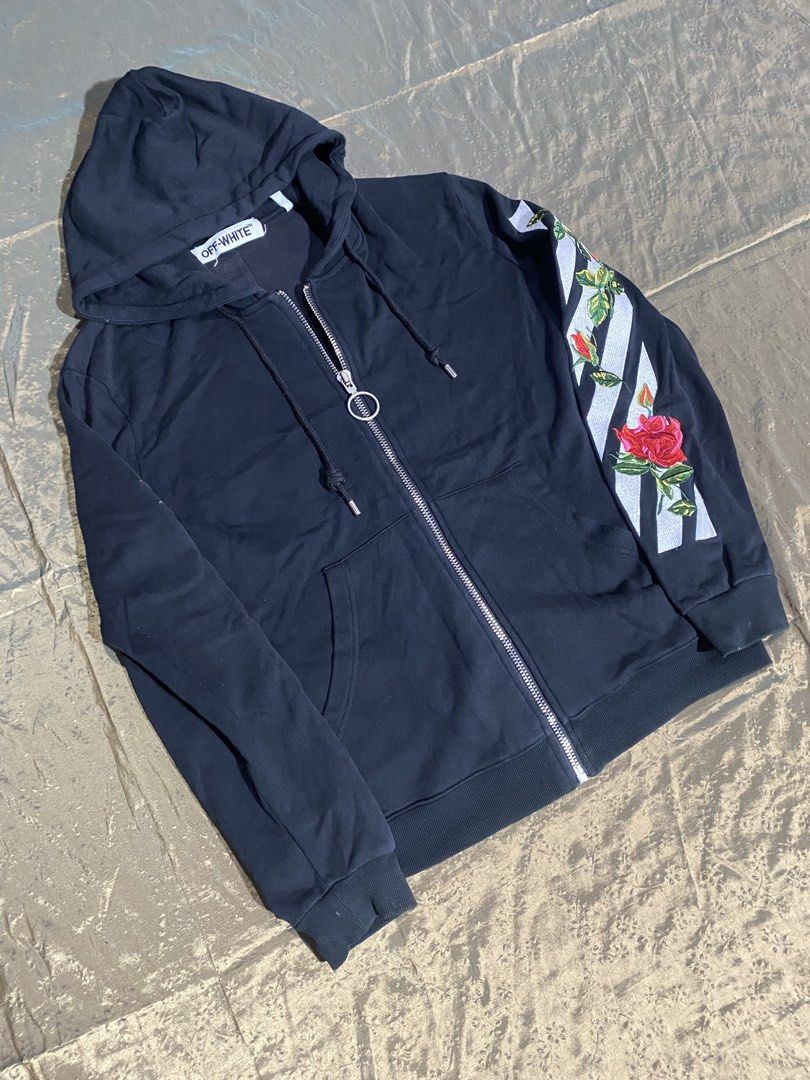 Off white red roses embroidered (Category: Coats, Jackets and Outerwear) located in Paracale. Submitted by marthtift_88marceloveri (Listing ID 1467860040, Image 2). Description: Off/Legit Dimes 26x22 Sleeve 29 Like new condition Color Color rate 9.5/10.