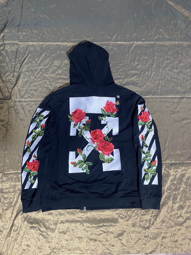 Off white red roses embroidered (Category: Coats, Jackets and Outerwear) located in Paracale. Submitted by marthtift_88marceloveri (Listing ID 1467860040, Image 1). Description: Off/Legit Dimes 26x22 Sleeve 29 Like new condition Color Color rate 9.5/10.