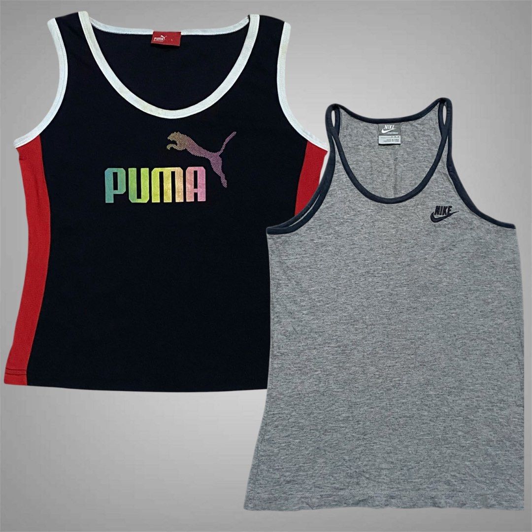 OG Nike x Puma Aspack (Category: Activewear) located in Mabalacat. Submitted by stellargarments (Listing ID 1467909279, Image 1). Description: nike sando embroidered Length : 23 Width : 15 Condition : 9/10 SUPER SOLID EMBROIDERED LOGO COTTON FABRIC COMFY ON SAKIN SUPER NICE & KINIS! CUT MARAMING WASHTAGS NEED WASH FRESH FROM BALE puma drifit sando Length : 19.5 Width : 17 Condition : 9.5/10 SUPER SMOOTH NG TELA BUONG BUO LOGO SUPER NICE & KINIS! 