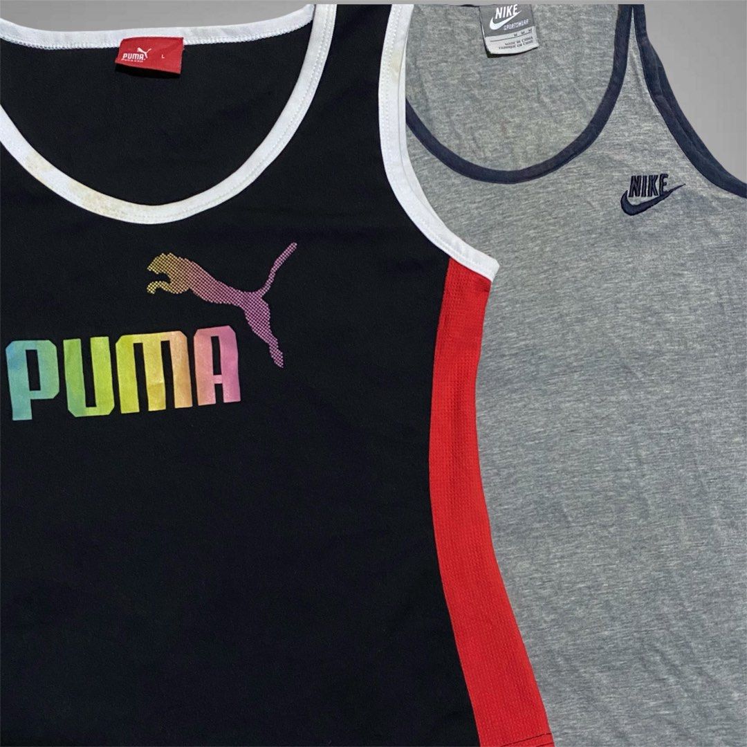 OG Nike x Puma Aspack (Category: Activewear) located in Mabalacat. Submitted by stellargarments (Listing ID 1467909279, Image 2). Description: nike sando embroidered Length : 23 Width : 15 Condition : 9/10 SUPER SOLID EMBROIDERED LOGO COTTON FABRIC COMFY ON SAKIN SUPER NICE & KINIS! CUT MARAMING WASHTAGS NEED WASH FRESH FROM BALE puma drifit sando Length : 19.5 Width : 17 Condition : 9.5/10 SUPER SMOOTH NG TELA BUONG BUO LOGO SUPER NICE & KINIS! 