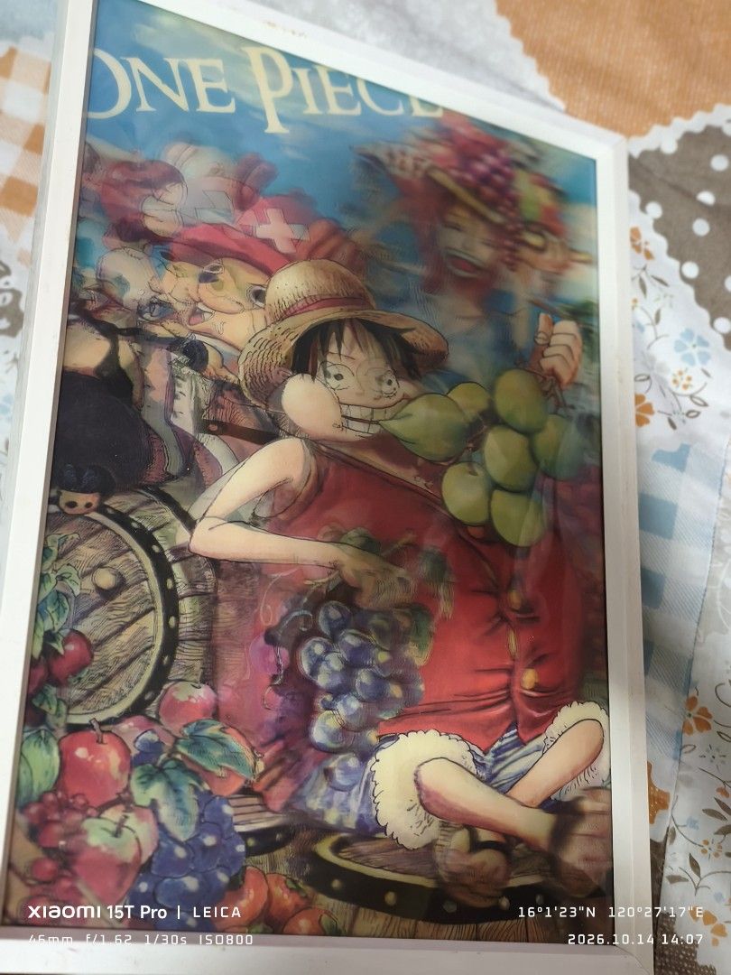 One Piece Anime Framed Poster Luffy Nami Chopper (Category: Art & Prints) located in Mapandan. Submitted by marc.bno (Listing ID 1467890357, Image 2). Description: - Design: One Piece anime art print featuring Luffy eating grapes with Nami and Chopper - Frame: Includes a clean white frame - Ready to Hang: Comes with a built-in hanging string on the back panel for easy wall mounting - Condition: Brand new and ready for display.