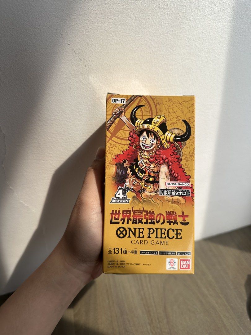 One Piece Card Game OP17 (Category: Card Boxes & Cases) located in Makati City. Submitted by hello.abi (Listing ID 1468058118, Image 1). Description: ONHAND OP17! 📦 Brand new ✨With Freebies 🇯🇵 Direct from Japan 📍 Taguig Shipping nationwide.