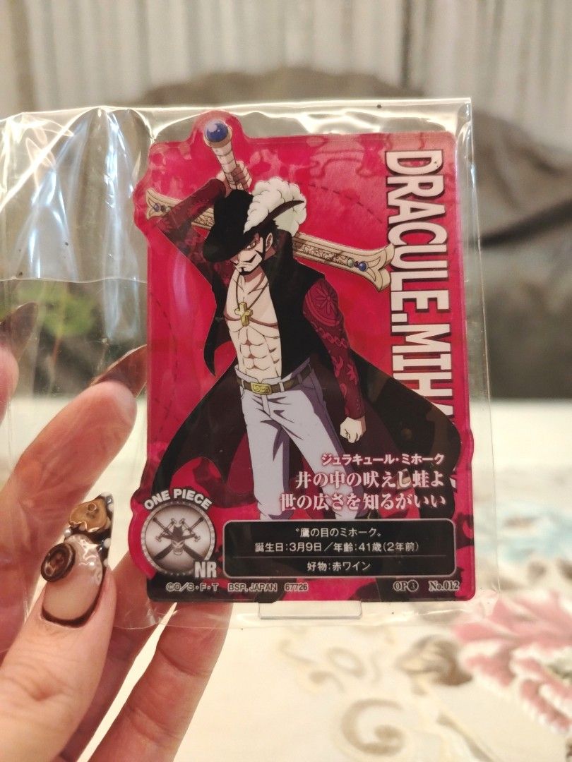 One Piece Dracule Mihawk Mini Acrylic Stand Display (Category: Character Goods) located in San Fernando. Submitted by jpmarketplace2023 (Listing ID 1467916147, Image 2). Description: 💚 All items are authentic from Japan. 💛 MOP: GCash (❌️ GCash Protect) 🩵 MOD: LBC only (❌️ S. Checkout, COD, COP) 💙 Meet-up: Vista Mall, San Fernando, Pampanga 💜 All items are on-hand. 🧡 First to pay gets the item first. ❤️ Breakable items are packed with care a