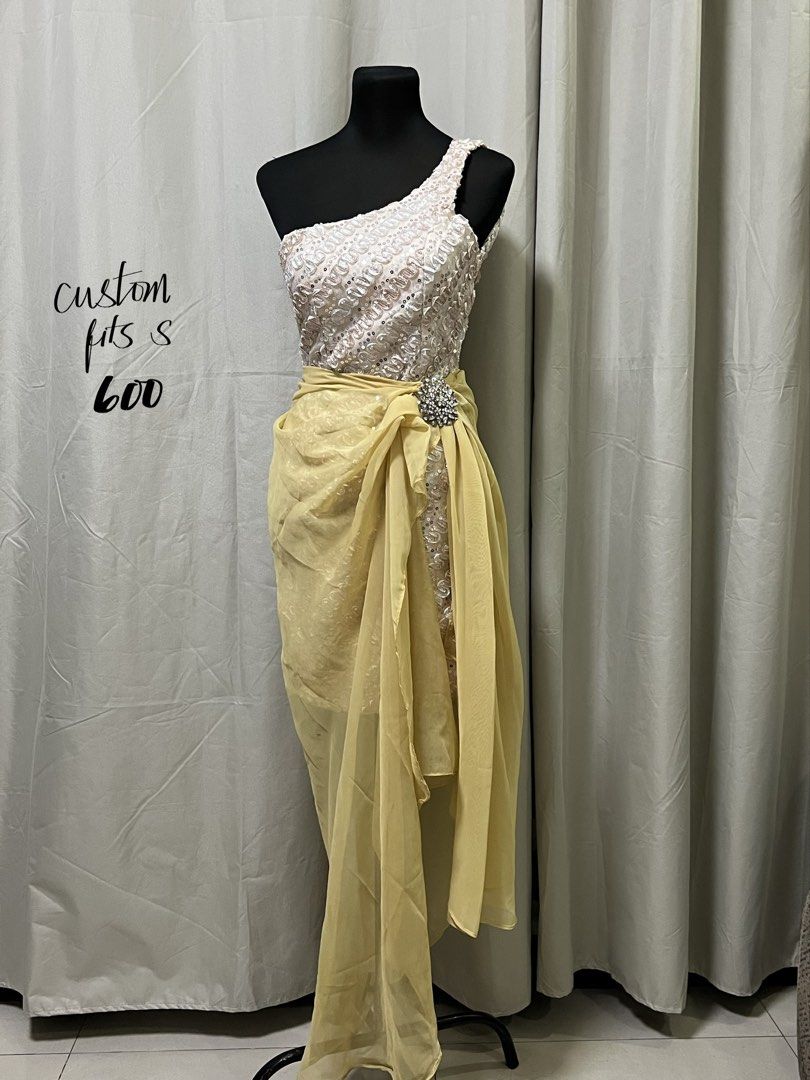 One shoulder cocktail dress removable chiffon wrap (Category: Evening dresses & gowns) located in Las Pinas. Submitted by jilanah (Listing ID 1468033568, Image 1). Description: Custom Used once.