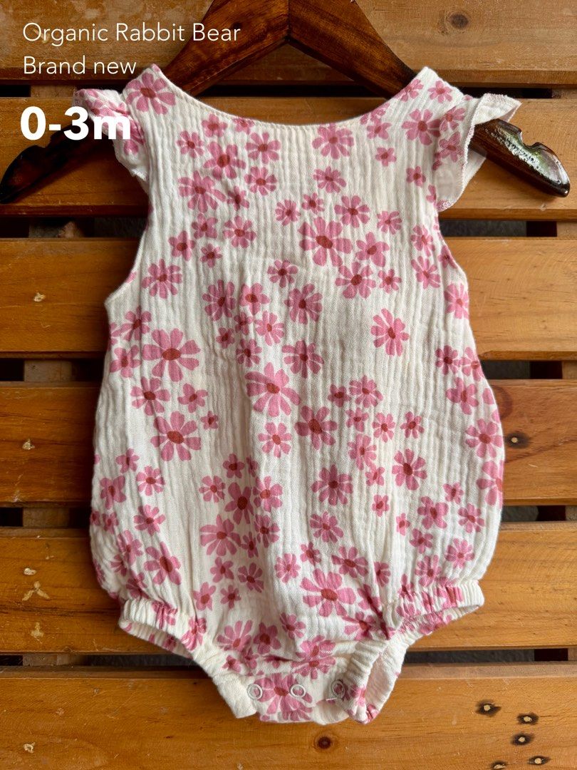 Organic Rabbit Bear Baby Romper Floral (Category: Babies & Kids Fashion) located in Santa Rosa. Submitted by yasss23 (Listing ID 1467983196, Image 2). Description: - Brand new with original tag attached - Made from super soft, organic material gentle on baby skin - Adorable sweet pink floral print with cute ruffle sleeves - Convenient button closure at the back - Bottom snaps for quick and easy diaper changes.