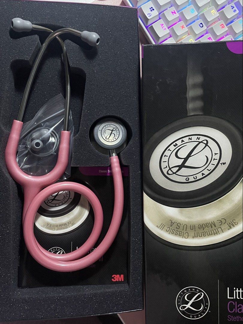 Original Littmann III Stethoscope (Category: Everything Else Others) located in General Trias. Submitted by misousoup (Listing ID 1467843199, Image 1). Description: - Pink Color - Can check serial number for authenticity - No issues - Negotiable - With manual and spare ear tips - Barely Used - RFS: Upgrading.