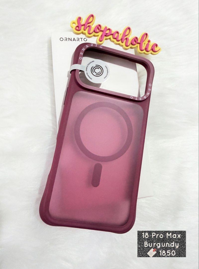 Ornato Air Buffer Burgundy Iphone 18 Pro Max / 17 Pro Max (Category: Cases & Sleeves) located in Caloocan City. Submitted by shopaholic.nej (Listing ID 1467902955, Image 1). Description: 🌟AVAILABLE ONHAND🌟 fits 17 pro max 🌟BRAND NEW & AUTHENTIC🌟 📍North Caloocan 💰Gcash / BPI / Maribank (Seabank) 🚚 grab/lalamove/J&T (no shapi checkout) .