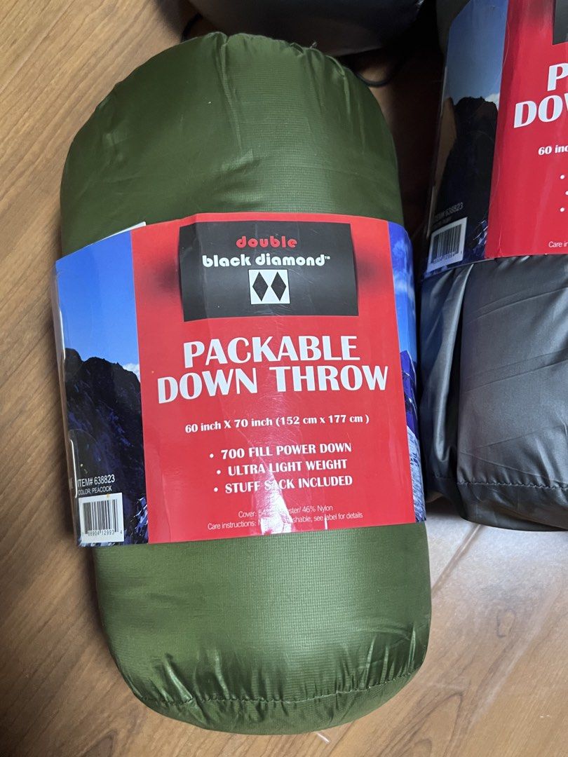 Packable down throw blanket for camping/ outdoor/ car/ couch/ chill (Category: Hiking & Camping) located in Quezon City. Submitted by mydusty (Listing ID 1467902799, Image 2). Description: Packable down throw blankets 700 fill power down 60x70 inches Ultra light weight Sold per piece.