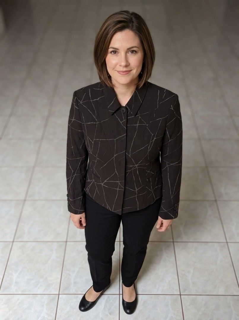Parienne Brown Geometric Blazer Jacket Medium Poly-Cotton Lined Shoulder Pads (Category: Coats, Jackets and Outerwear) located in Bacoor. Submitted by aithriftcloset (Listing ID 1464848098, Image 1). Description: Code: Let's Shade Them Brown 👌🏆Parienne Brown Geometric Blazer Jacket Medium Poly-Cotton Lined Shoulder Pads ✨️Product Description Parienne Geometric Print Blazer Jacket 👌Upgrade your wardrobe with this chic, structured Parienne blaze