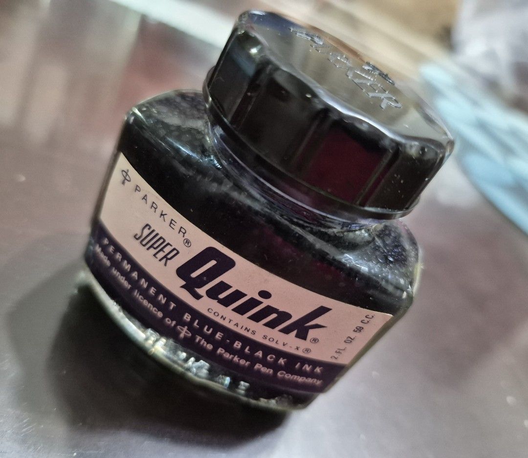 Parker Super Quink Permanent Blue Black (Category: Craft Supplies & Tools) located in Pasig City. Submitted by penpaul (Listing ID 1467885134, Image 1). Description: Parker Super Quink Permanent Blue Black P250 each 30 Bottles available.