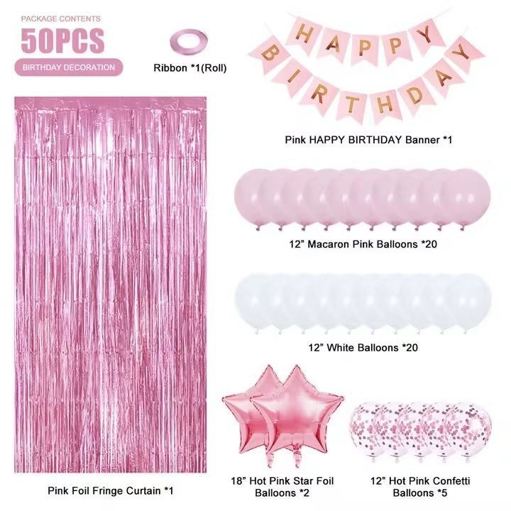 Party Needs Set | Birthday Bundle (Category: Other Home Decor) located in Cavite. Submitted by eshla_1986. (Listing ID 1467915756, Image 1). Description: 🎈 Party Decor Bundle Set Ano ang laman: ❤️1 pc Happy Birthday Banner ❤️40 pcs rubber latex balloons #10 ❤️2pcs star foil balloons 18 ❤️1pc Balloon roll string 5m long ❤️1pc 2m long foil curtains fringe ❤️5pcs confetti balloon #12 ✔️ Madaling buuin, hindi kailangan ng espesyal na kagamitan ✔️ Ma