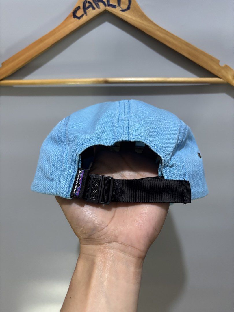 PATAGONIA BUILT TO ENDURE 5 PANEL (Category: Caps & Hats) located in Bayambang. Submitted by lo_keythrifting (Listing ID 1467887867, Image 2). Description: - Authentic light blue Patagonia cap - Condition: Excellent condition - Classic 5-panel design with embroidered front logo - Adjustable black strap with secure buckle closure - Built with sustainable NetPlus recycled fishing net material - Clean interior lining with original tags still attache
