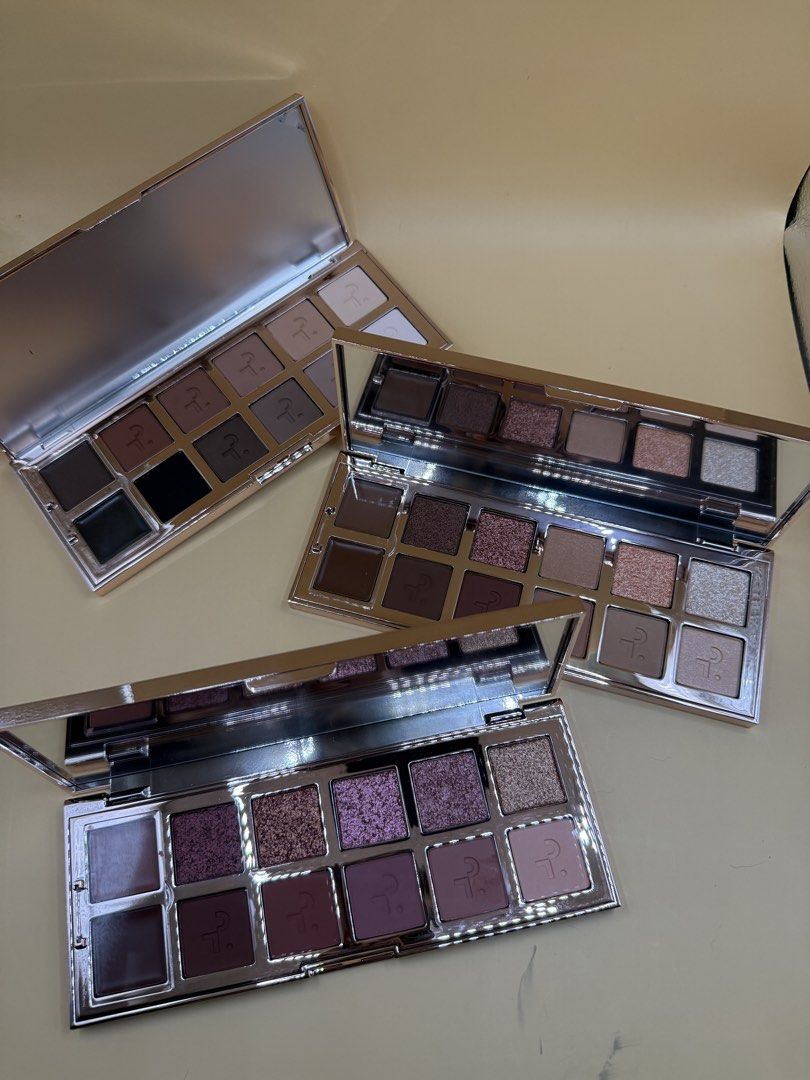 Patrick Ta Major Dimension Eyeshadow Palette (Category: Makeup) located in Pasig City. Submitted by bitofahoarder (Listing ID 1467922414, Image 3). Description: - Patrick Ta Major Dimension eyeshadow palettes - Palettes available: Major Dimension Major Dimention II Major Dimention III - Includes Neutral, Mauve, and Smoky colourways - Powders, creams, and shimmers are all intact - Comes in signature rose gold mirrored compacts - Original outer box