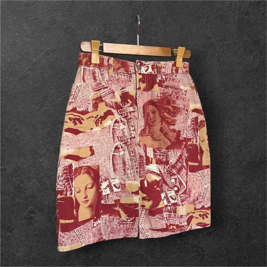 PEACEBIRD ARTISTIC MOTIF SKIRT (Category: Skirts) located in Solano. Submitted by brokeboyzsupply (Listing ID 1467944848, Image 3). Description: Size: XL Length: 22 Leg opening: 21 Color rate: 10/10 Condition: 10/10 Issue/s: None - Can fit 27-29 - Slit in front “Color may vary due to lighting”.
