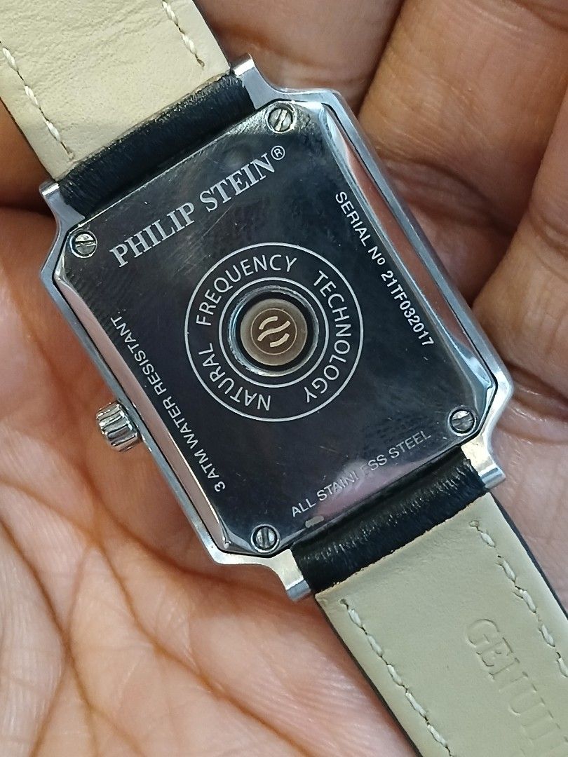Philip stein square diamonds (Category: Women's Watches) located in Manila. Submitted by hondaesi41 (Listing ID 1467950884, Image 2). Description: Steal price! Rare! sure buyer only Original philip stein square type w/diamonds Unit and replacement box only original rubber strap included ksama na. Replacement leather strap 9/10 few hairlines on the glass.the rest makinis Price:9.5k only.fixed Msrp:45k DM/if interested Thank you!.