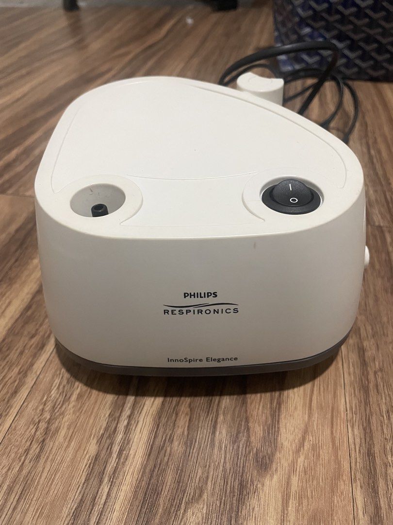 Philips Respironics InnoSpire Elegance Nebulizer UK Plug (Category: Medical Supplies & Tools) located in Manila. Submitted by satounick_15 (Listing ID 1467972971, Image 1). Description: - Authentic Philips Respironics InnoSpire Elegance compressor nebulizer system (Model 1095088) - Compact tabletop medical device ideal for home respiratory therapy - Tested and powers on properly - UK plug specification (230V~50Hz 1A) - Includes power cord and the