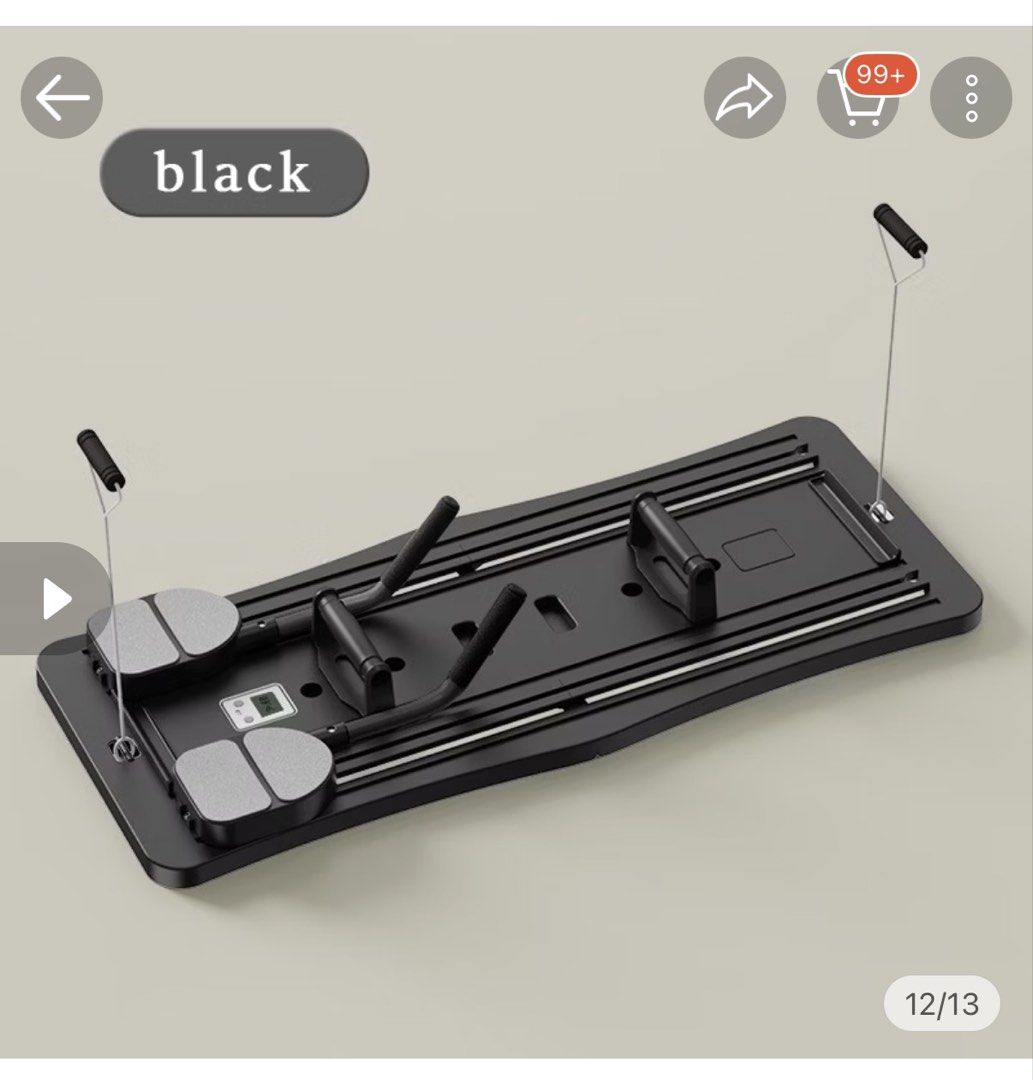 PILATES BOARD REFORMER (Category: Cardio & Fitness Machines) located in Mandaluyong City. Submitted by mikkij_ (Listing ID 1468057610, Image 1). Description: PILATES BOARD REFORMER -Price: 750 -Used twice only -Color: Black -RFS: Declutterring .