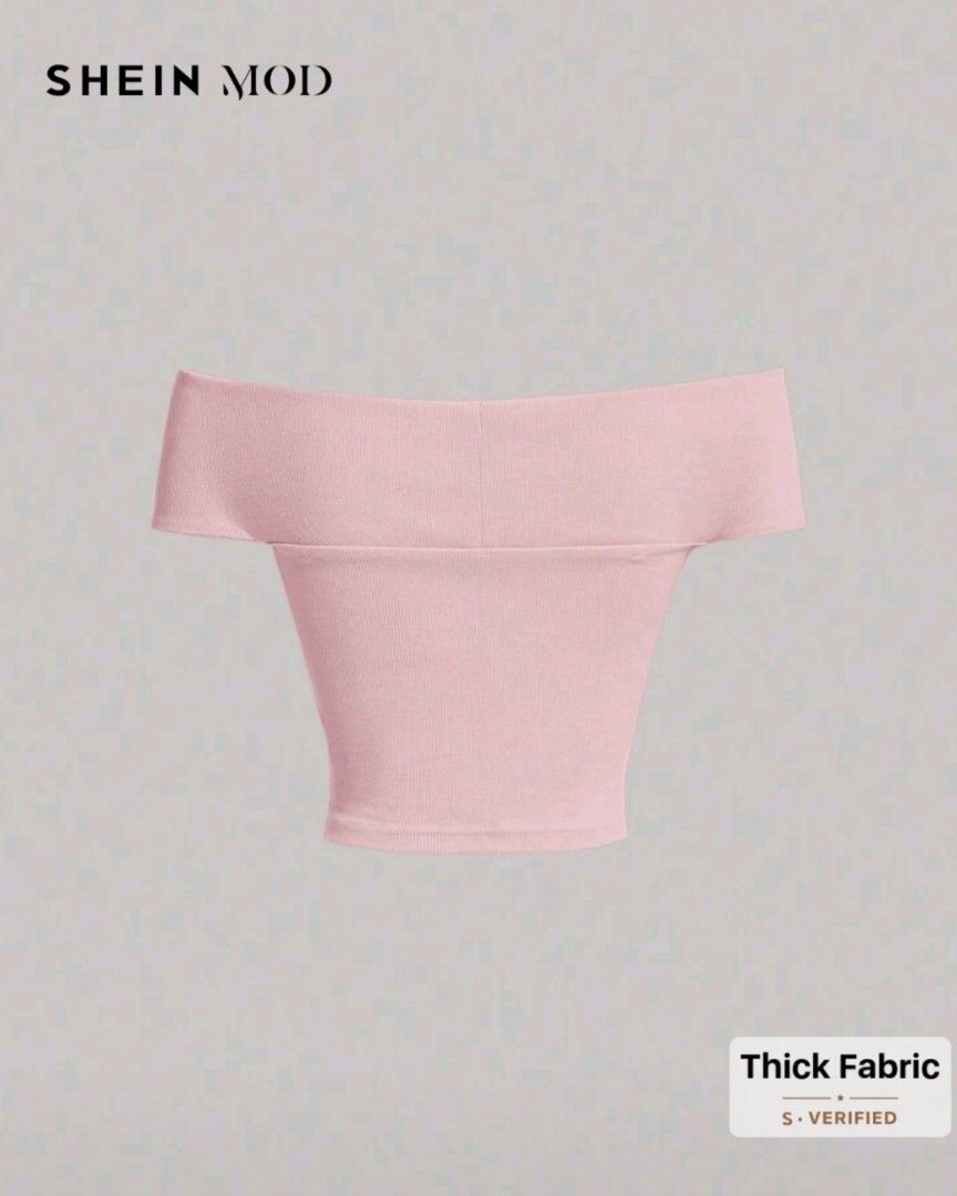 Pink Off Shoulder Top (Category: Others Tops) located in Davao. Submitted by uyuu92 (Listing ID 1468050703, Image 2). Description: Size: S Color: Pastel/Baby Pink Brand: Shein - used only twice, like brand new. - fabric is high quality, thick and stretchable textured ribbed knit - can fit as a regular top or crop top - this is sold out in shein already MOP: GCash/Bank Transfer MOD: J&T Delivery (SF shouldered by buyer).