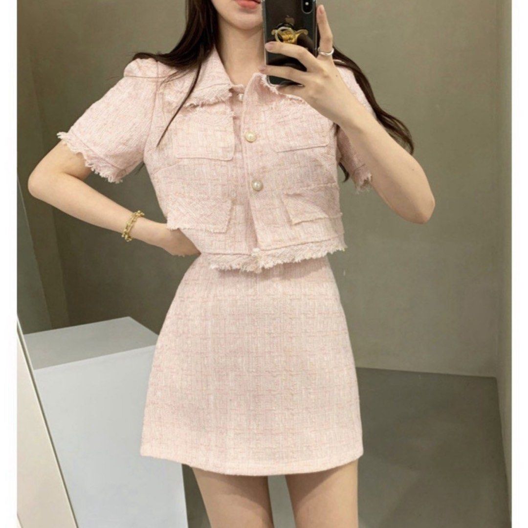 Pink Tweed Coords (Category: Sets or Coordinates) located in San Fernando. Submitted by 444gela (Listing ID 1468021830, Image 1). Description: - Stylish design - Made with tweed - Pm for negotiations - Used twice only - Pm for more pictures.