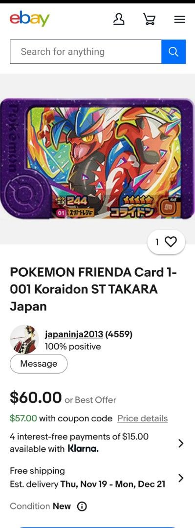 Pokemon Frienda Koraidon (Category: Character Goods) located in Quezon City. Submitted by collectionneursonline88 (Listing ID 1467854989, Image 2). Description: for collection only .Japan version not usable in Philippines arcade machines 🔄 Meetups Balintawak Camachile 7/11 Quezon City 🛵 Shipping : - Lalamove ( except Provincial) - Flash Express - GogoExpress - LBC 📥 Payment : cash on meetups Gcash.