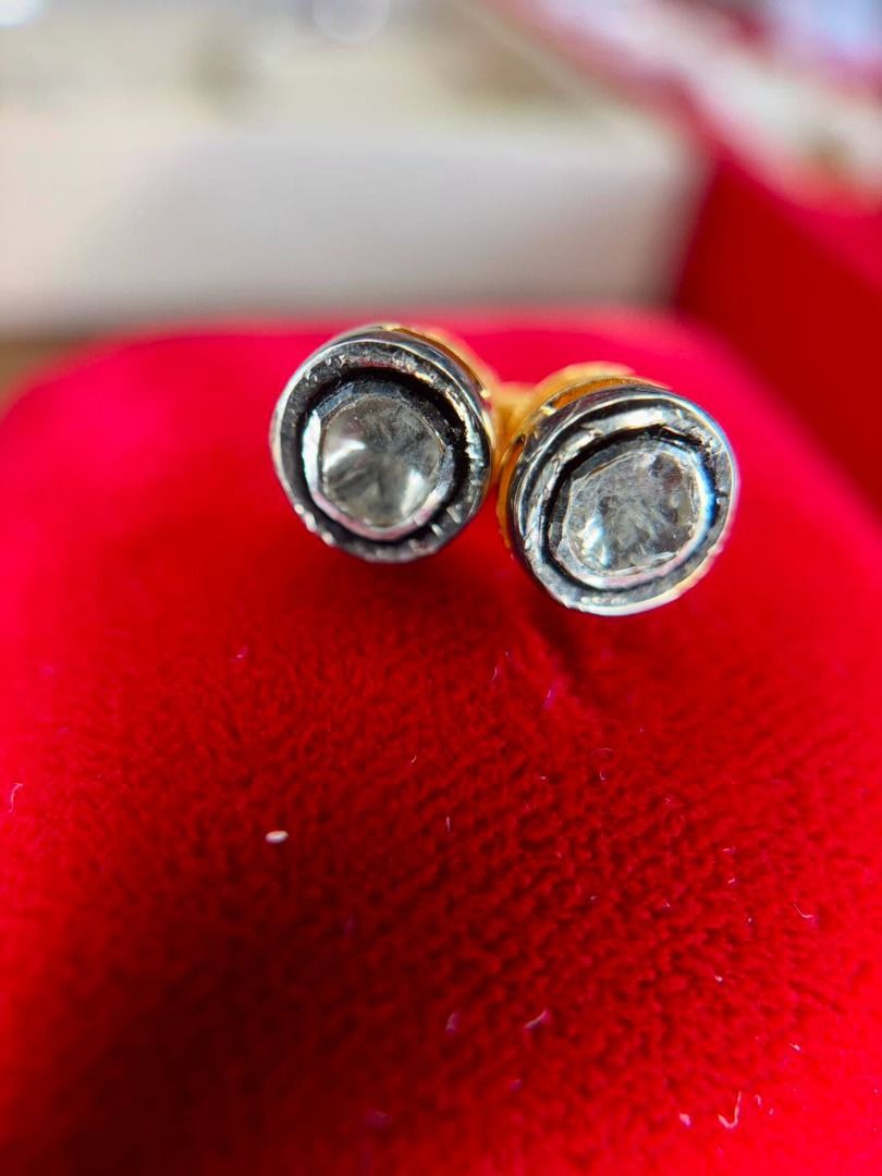 POLKI DIAMOND EARRINGS (Category: Earrings) located in Baguio. Submitted by asna_taku (Listing ID 1467939666, Image 2). Description: 💎 POLKI DIAMOND EARRINGS Simple at first glance—but look closer. ✨ These natural Polki diamonds have that beautiful old-world, organic character that makes Polki jewelry so special. Not overly polished or uniform—the charm is in the natural look and unique faceting. 💎 Natural Polki Diamonds — approx. 0.21ct total 