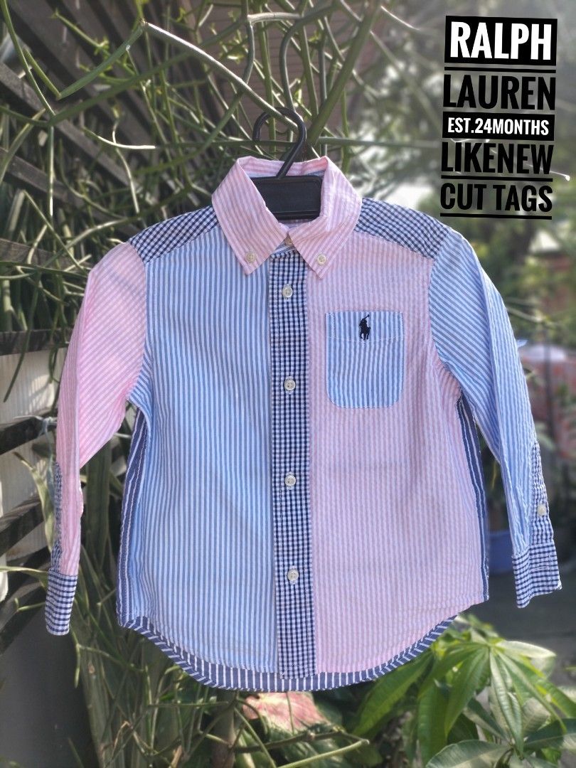 Polo Ralph Lauren boys' multi-stripe/patchwork long-sleeve button-down shirt (Category: Babies & Kids Fashion) located in Caloocan City. Submitted by rheavlontoc0828 (Listing ID 1467955584, Image 1). Description: .