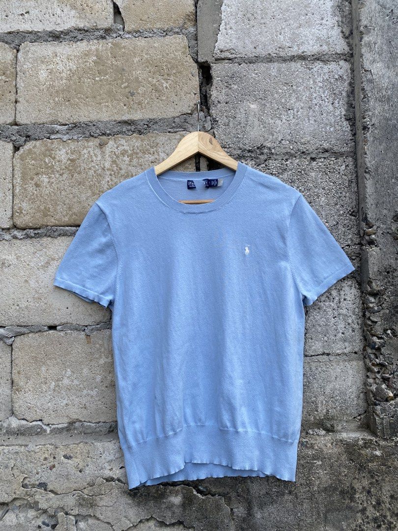 Polo Ralph Lauren Knitted Tops (Category: Others Tops) located in Candaba. Submitted by dejesus.bench17 (Listing ID 1467972672, Image 1). Description: Vintage Polo Ralph Lauren Knitted Tops Unisex -Color: Sky Blue -Condition: Good -Color rate: 9/10 -Issue: None -Dimes: W19 L24 -Price: 750 + ship.