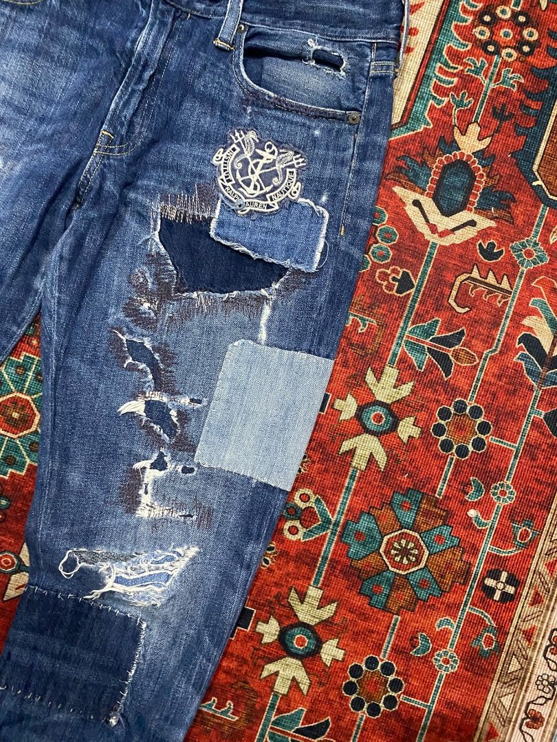 Polo Ralph Lauren Yatch Club Patchwork 28/30 (Category: Jeans) located in Antipolo. Submitted by bentakahitanoano (Listing ID 1467949653, Image 3). Description: Still in good condition Size 28 can fit 30 Waist 16 Rise 10 Thigh 11.5 Length 38.5 Inseam 27 Leg opening 6.5.