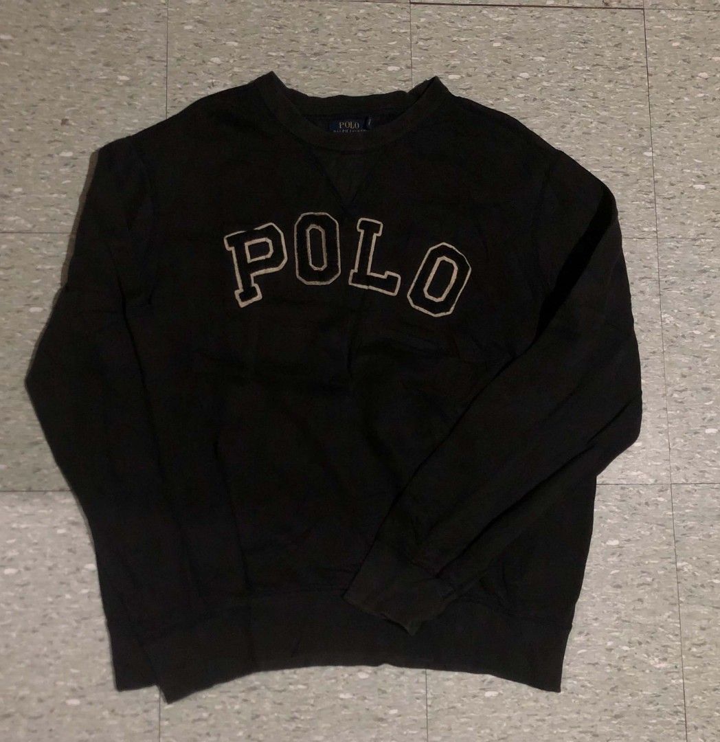 POLO SCRIPT CARPET SWEATER (Category: Hoodies) located in Manila. Submitted by jazz_find5 (Listing ID 1468010076, Image 1). Description: POLO RALPH LAUREN SCRIPT CARPET LOGO ACID GREY COLOR WAY VERY GOOD CONDITION 24'29.