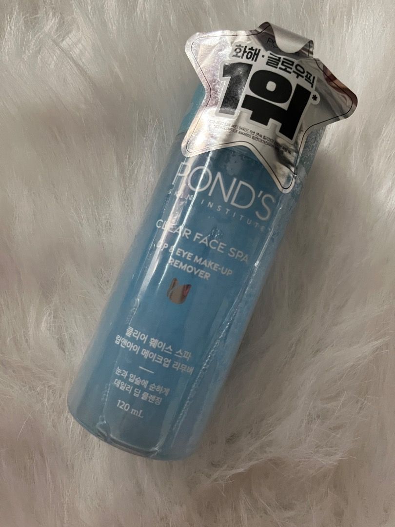 POND'S Lip & Eye Makeup Remover 120ml (Category: Face Care) located in Muntinlupa City. Submitted by iamven14 (Listing ID 1467899665, Image 1). Description: - Brand: POND'S Clear Face Spa Lip and Eye Makeup Remover - Size: 120ml - Condition: Brand new, unopened, and sealed with promo star tag - Origin: Made in Korea (#1 ranked in Korea for 3 consecutive years) - Performance: Effortlessly removes waterproof mascara, transfer-proof lipstick, and he