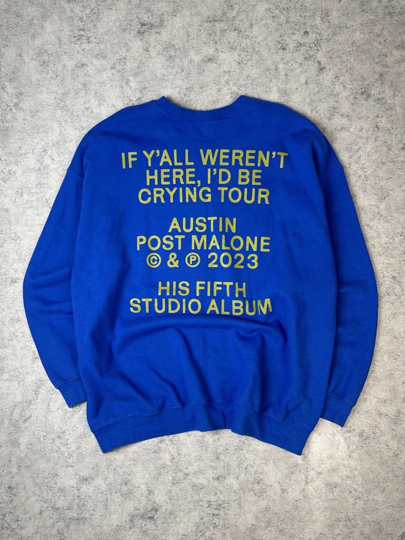 Post Malone 2023 Tour Crewneck (Category: Coats, Jackets and Outerwear) located in Batangas. Submitted by geejay2ph (Listing ID 1467932041, Image 3). Description: ʙʀᴀɴᴅ: Posty 2023 Tour Crewneck sɪᴢᴇ: 2XL on Tag ; Neck to Bottom Length (30) in. Pit-Pit Width (25) in. Shoulder-Cuffs (24) in. ᴄᴏɴᴅɪᴛɪᴏɴs: Pristine Condition Like New ✨.