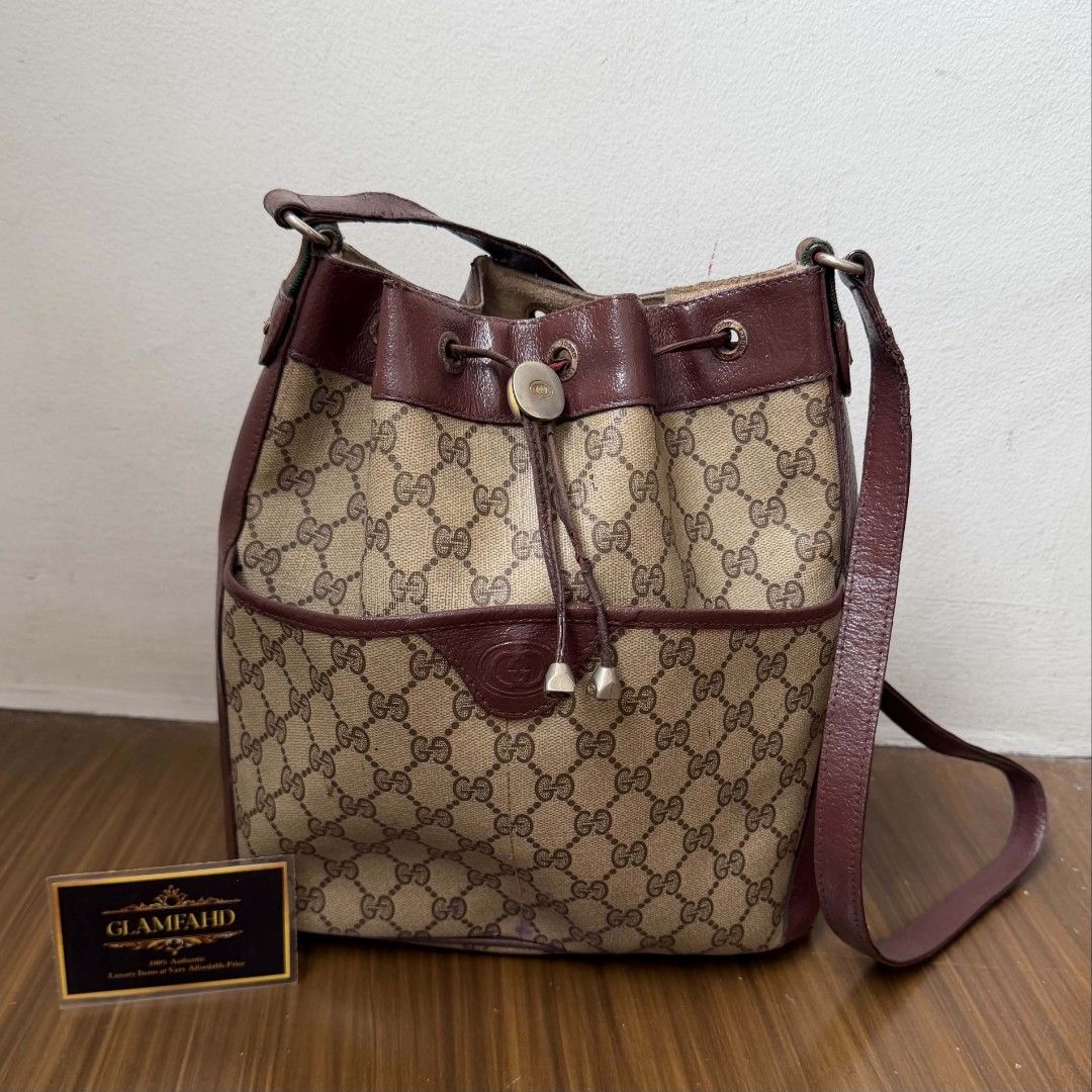 PRE OWNED AUTHENTIC GUCCI GG VINTAGE BAG (Category: Luxury Bags & Wallets) located in Paranaque City. Submitted by Glamfahd (Listing ID 1467913622, Image 1). Description: Pre Owned Authentic GUCCI GG Bag Inclusion/s: None Condition Well Used condition Marks on exterior Marks on interior Recolored trimmings and handles Bag is really a great buy! Please manage your expectations as you are buying an authentic second hand item at a fraction of the co