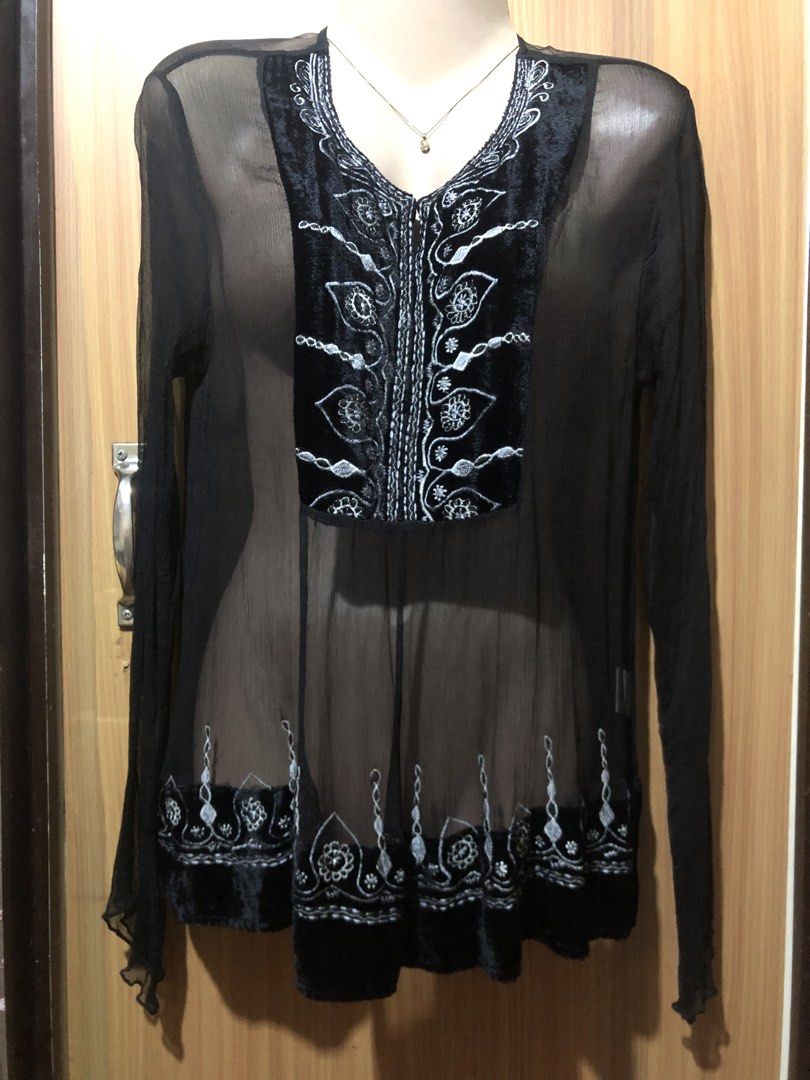 Preloved Whimsical Gothic Set Size Medium (Category: Sets or Coordinates) located in Santa Maria. Submitted by ecowshop.pre-loved (Listing ID 1467912805, Image 2). Description: Ukay Sourced Whimsical Gothic Set Silk Top w/ embroidery details on velvet accent Velvet Tiered Maxi Skirt with lining this set best fits medium mine 500.