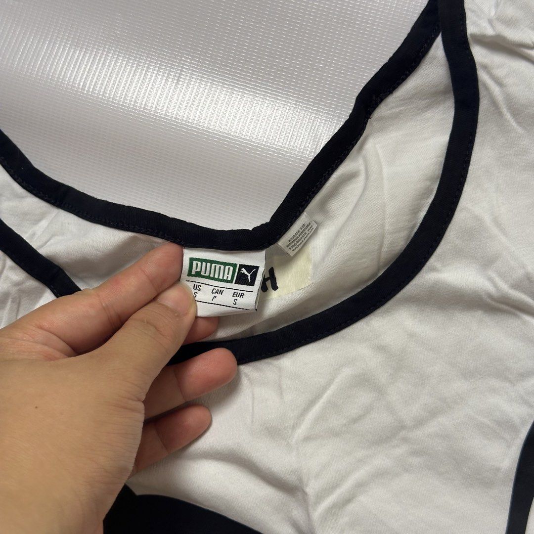 Puma White Black Tank Top Size S (Category: Tshirts & Polo Shirts ) located in Gapan. Submitted by rasthriftshop17 (Listing ID 1467998621, Image 3). Description: Size on tag: S Dimes: 19 x 28 Condition: Excellent Color rate: 9/10 Issue: None.