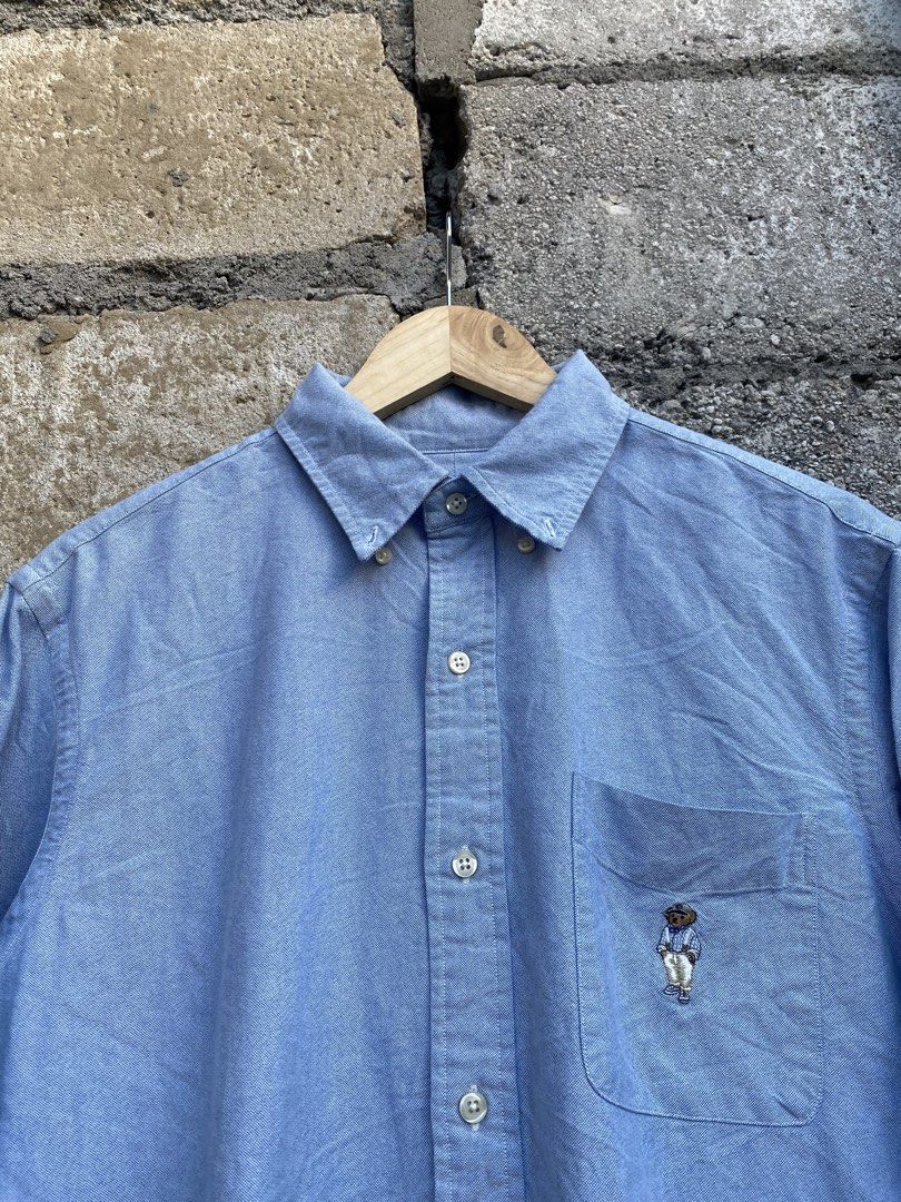 Ralph Lauren Polo Bear Button Down (Category: Activewear) located in Candaba. Submitted by dejesus.bench17 (Listing ID 1468008092, Image 3). Description: Polo Ralph Lauren Polo Bear Button Down -Color: Sky blue -Condition: Excellent -Color rate: 9/10 -Issue: See last pic -Dimes: W22 L29 -Price: 999 + ship.
