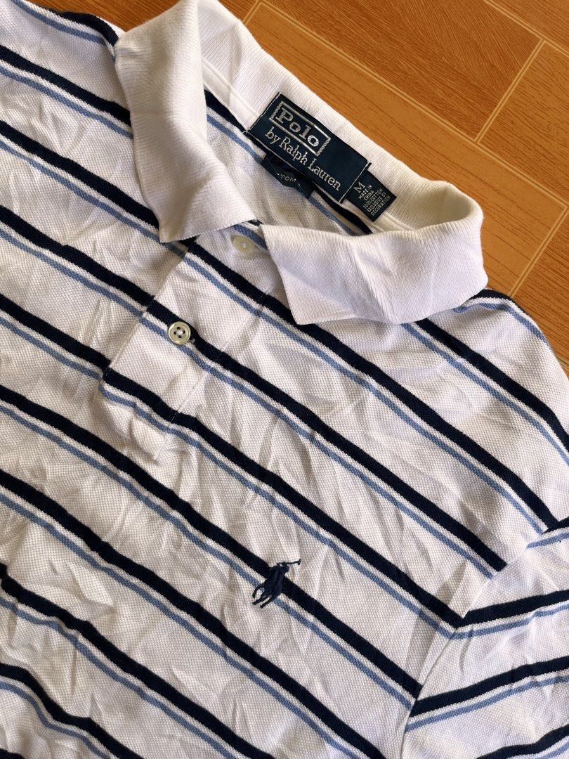 Ralph Lauren polo shirt (Category: Activewear) located in Santo Tomas. Submitted by vincezy2 (Listing ID 1467970148, Image 3). Description: RL polo shirt (stripes) Condition: 9.10 Color rate: 9.10 Size M on tag Dimes: width 19 length 28-30 Need wash only.