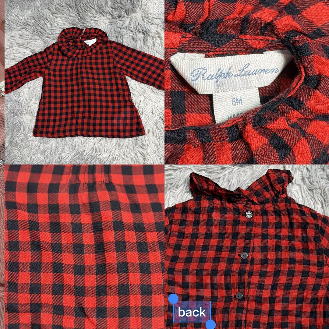 Ralph Lauren Red Checkered Top 6 months (Category: Babies & Kids Fashion) located in Valenzuela. Submitted by itshanaaaaa_ (Listing ID 1467926709, Image 1). Description: Ralph Lauren ♡ Red Checkered Top CODE: TMH015 SIZE: 6m CONDITION: EUC ₱300 MINE + CODE ♡ — Once yours, please fill out the order form to proceed. — NO CANCELLATION once claimed. — PAYMENT FIRST • NO COD MOP: GCash • MariBank • Maya • GoTyme • BDO .