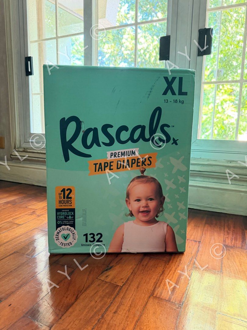 Rascals Tape Diaper XL (Category: Diapers & Baby Wipes) located in Quezon City. Submitted by certifiedhoarder (Listing ID 1468007571, Image 1). Description: Unopened box RFS: Sizing up.