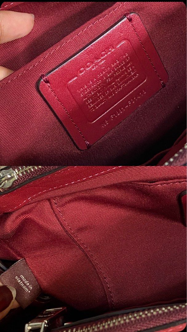 Red Leather and Suede (Category: Shoulder Bags) located in Davao. Submitted by goldenstone_0be9b3 (Listing ID 1467859435, Image 2). Description: magandaaa pa to i sweaaaar! super linis malinis loob maganda for school or work maganda kasi shoulder bag sya free keychain .