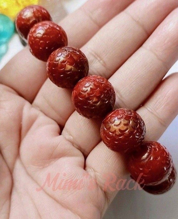 RED SEA WILLOW DRAGON SCALE DESIGN BRACELET (Category: Bracelets) located in Taguig. Submitted by mimisrack (Listing ID 1467844426, Image 2). Description: ❤️Bold warrior-inspired bracelet symbolizing strength and rising power -Red Sea Willow represents vitality, courage, and grounded resilience -Dragon scale design symbolizes protection, strength, and authority -Red tones evoke confidence, ambition, and powerful life force energy -Traditionally a