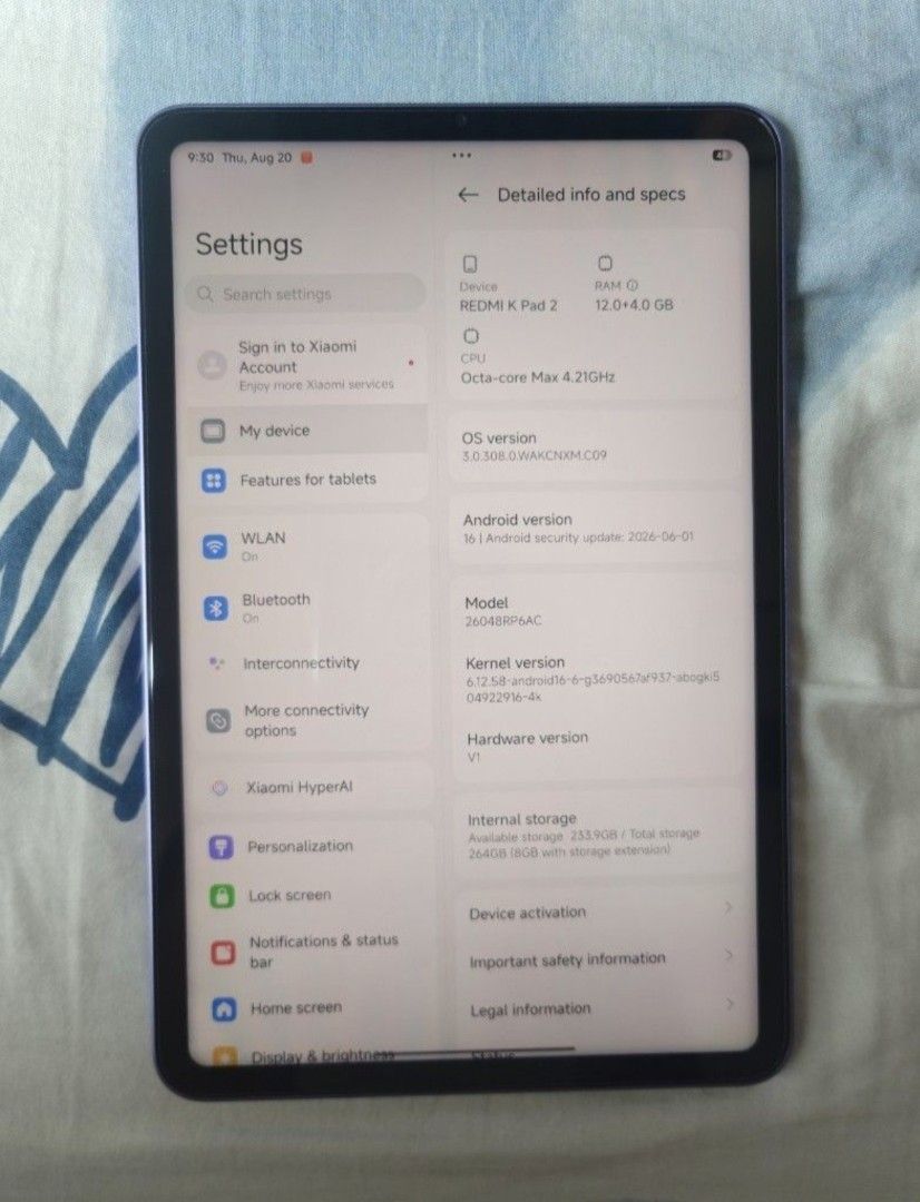 Redmi K Pad 2 12/256GB Dimensity 9500 (Category: Android) located in Manila. Submitted by tope_19 (Listing ID 1467857316, Image 3). Description: Hi! I'm selling my friend's Redmi K Pad 2 12/256GB. Electric purple color. China ROM but with Google Playstore installed already. This is latest compact and high-performance tablet from Redmi (released last July 2026 only), primarily built for gaming and portable entertainment featuring an 8.8-inch 3K di