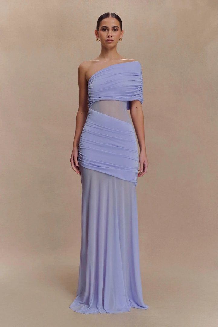 RENT: Meshki Lavender One-Shoulder Maxi Dress (Category: Dresses) located in Makati City. Submitted by prelovedloot (Listing ID 1467885321, Image 1). Description: RENT : P1,500 Deposit: P1,500.