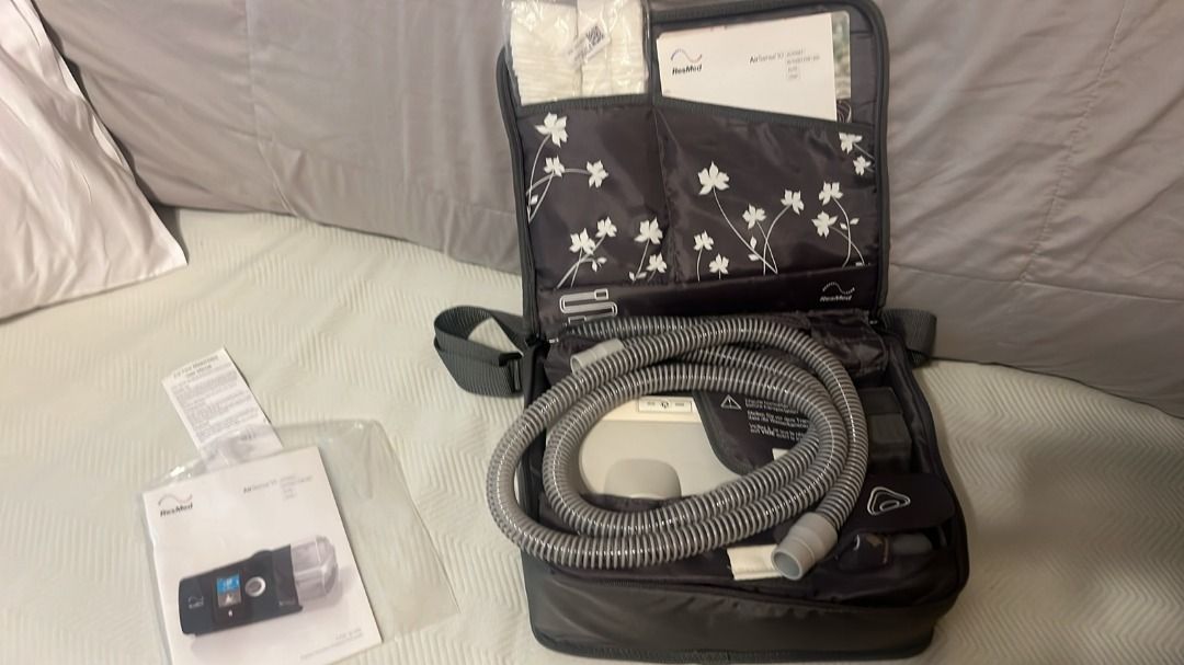 ResMed AirSense 10 AutoSet CPAP Machine Bundle (Category: Medical Supplies & Tools) located in Makati City. Submitted by jcsolaire (Listing ID 1467861775, Image 3). Description: - Model: ResMed AirSense 10 AutoSet (Sleep Apnea Therapy) - Condition: Clean and fully functional - Humidifier water chamber included - Power cord and travel bag included - 2 breathing tubes included - Full face mask with headgear included - Spare elbow connector included