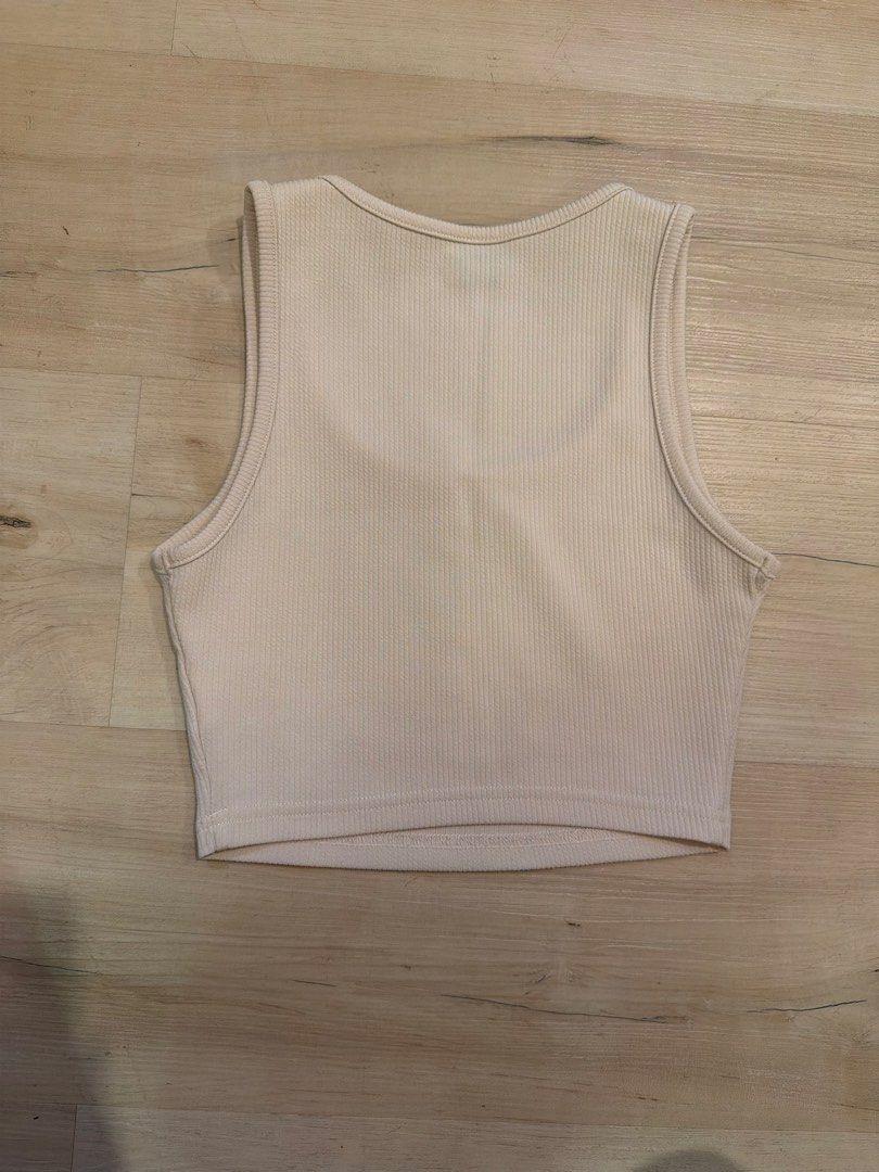 Ribbed Cream Crop Top Tank (Category: Sleeveless) located in Manila. Submitted by _____car0usell (Listing ID 1467958754, Image 2). Description: .