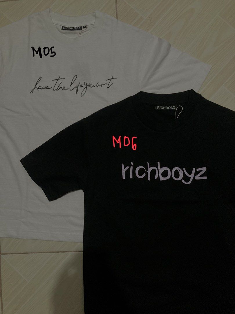 Richboyz (Category: Tshirts & Polo Shirts ) located in Cabanatuan. Submitted by gernsells (Listing ID 1467994928, Image 3). Description: richboyz tees, with tag & ziplock bag -₱530 each -first to mine basis only. pm for more deets !.