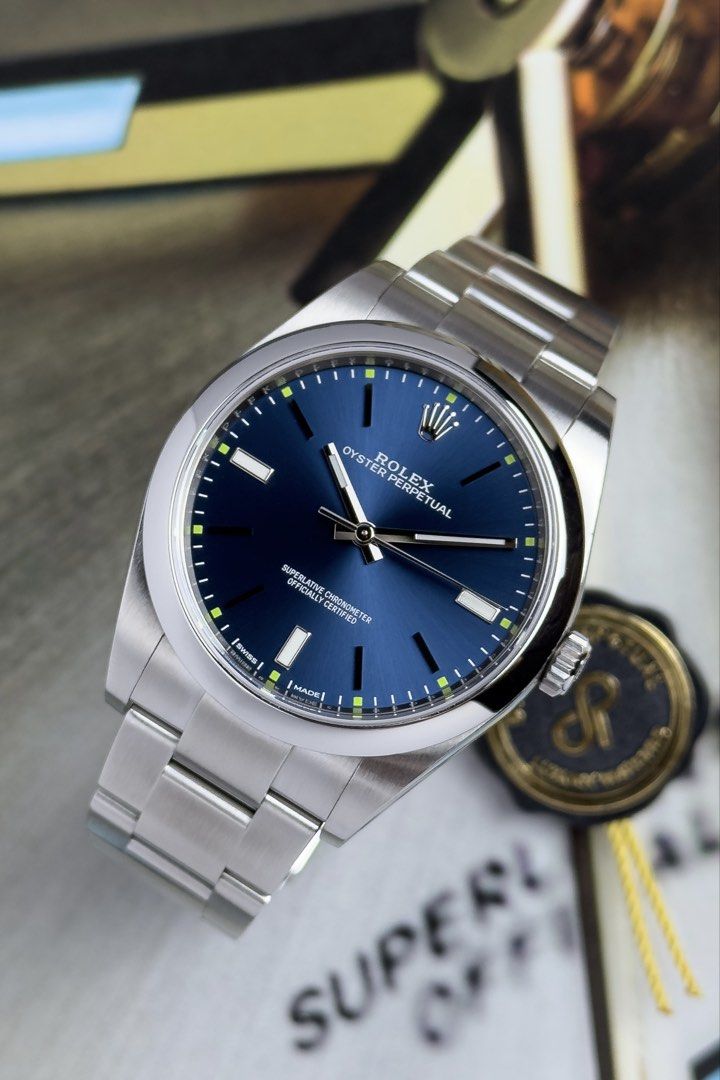 Rolex Oyster Perpetual 39 Blue Dial (Category: Luxury Watches) located in Cebu City. Submitted by pcantillas (Listing ID 1467889056, Image 1). Description: Rolex Oyster Perpetual 39 Blue Dial 114300 39mm 2019 Complete Set Condition: 9/10 (Excellent condition) Price: P498,000 Negotiable 🤝 7 Day Moneyback Guarantee 🧑‍🔧 1 Year SP Service Warranty 💱 Trades Offers and Pre-orders Accepted 💳 Credit Card Options Available 🪙 Layaway Options Availabl